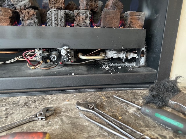 Gas fire  during service with tools