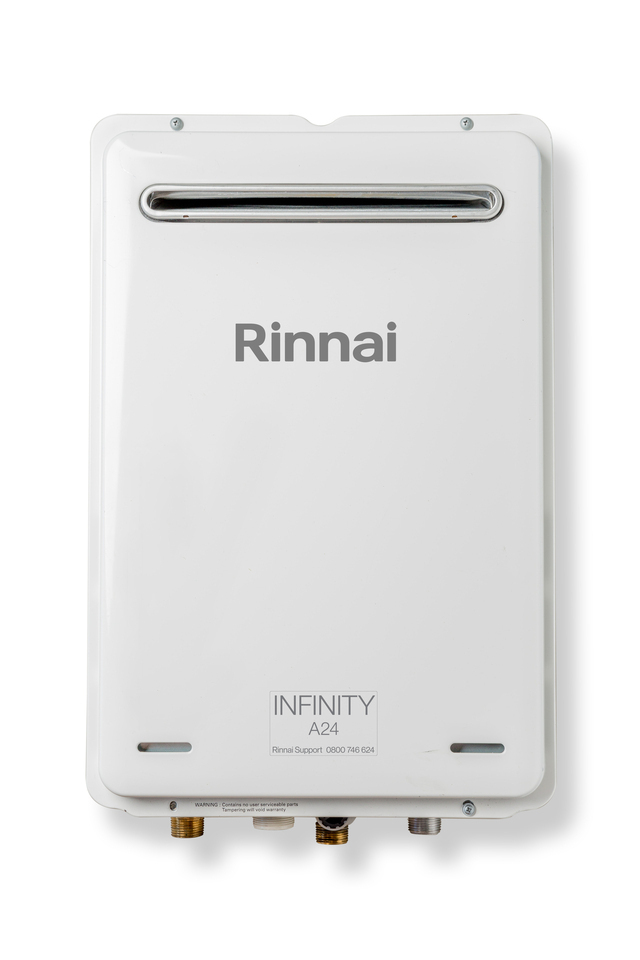 White rinnai infinity hot water unit